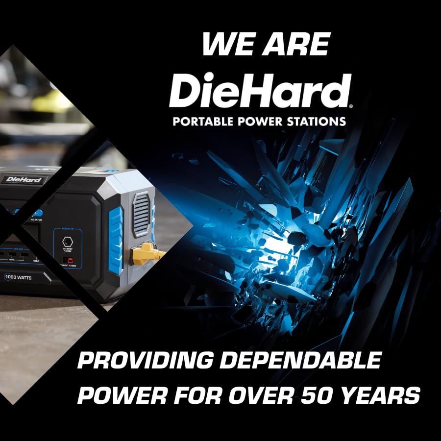 DieHard 1000-Watt Portable Power Station - Quieter, Lightweight Backup for Home, Emergencies, and Outdoor Activities